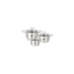 Набор кастрюль 6пр. (2л, 3л, 4л) нерж стекл. кр., ГРЕТТА Rashel R-234