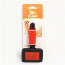 Пуходерка «Риф» без капель с резиновой ручкой 7×14 см, красно-чёрная