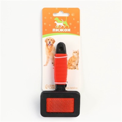 Пуходерка «Риф» без капель с резиновой ручкой 7×14 см, красно-чёрная