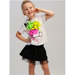 Комплект трикотажный для девочек: фуфайка (футболка), юбка-шорты