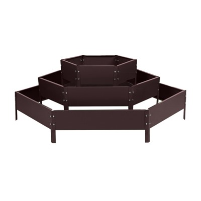 Клумба оцинкованная, 3 яруса, d=60–100–140 см, высота бортика 45 см, коричневая, Greengo