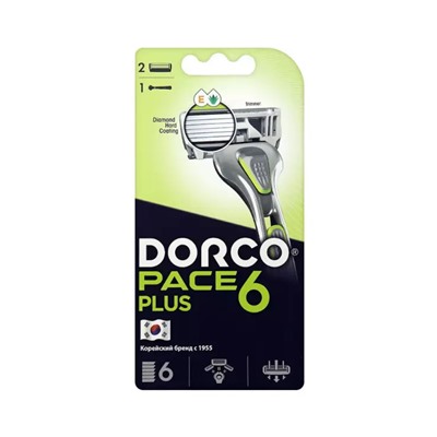 Бритва Dorco Pace 6 Plus, c 2 сменными кассетами