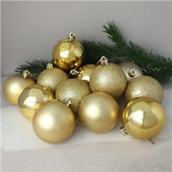 Елочные шары 12 штук 6 см / HX-13/2 /уп 60/ золото