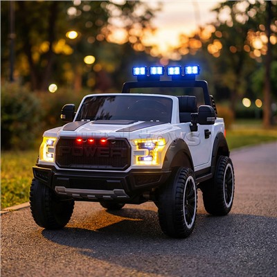 Электромобиль "Мощность скорости" на аккумуляторе, с р/у управлением, в коробке (белый)