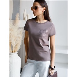 Нарядная футболка с блестящим принтом пайетками