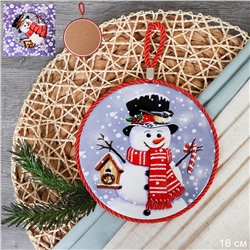 Подставка под горячее 16 см Снеговик / КD004 /уп 36/ новогодняя