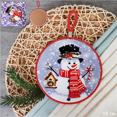 Подставка под горячее 16 см Снеговик / КD004 /уп 36/ новогодняя