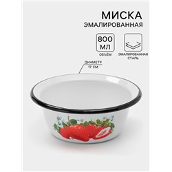 Миска эмалированная, 800 мл, d=17 см, h=6,5 см, рисунок МИКС
