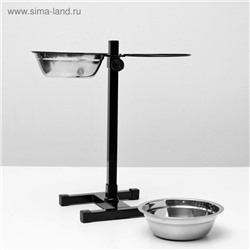 Подставка с мисками, 2×700 мл, высота 40 см, разборная, чёрная