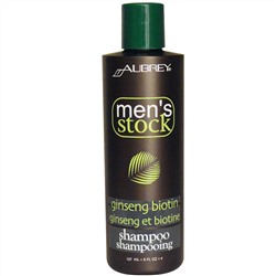 Aubrey Organics, Men's Stock, Шампунь, биотин и женьшень, 8 жидких унций (237 мл)