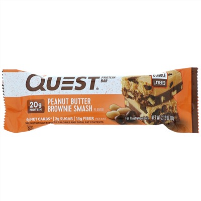 Quest Nutrition, Protein Bar, Peanut Butter Brownie Smash, 12 Bars, 2.12 oz (60 g ) Each