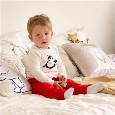 Костюм детский (джемпер, брюки) «Крошка Я. Новогодние зверята», рост 68-74 см, красный, белый