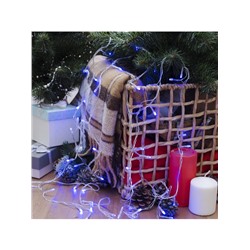 Гирлянда «Нить» 5 м, IP20, прозрачная нить, 50 LED, 8 режимов, 220 В, свечение синее