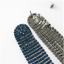 Комплект вечерней бижутерии со стразами чокер и серьги, цвет: тёмный синевато-зелёный, арт.012.101