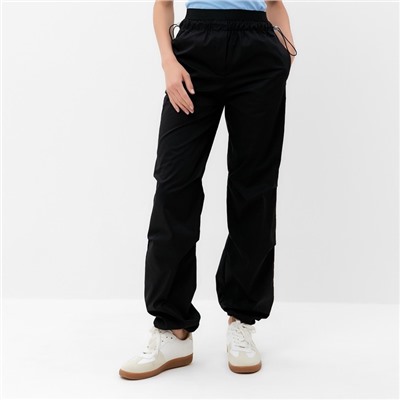 Брюки женские карго прямые MINAKU: Casual Collection, чёрные, размер 42