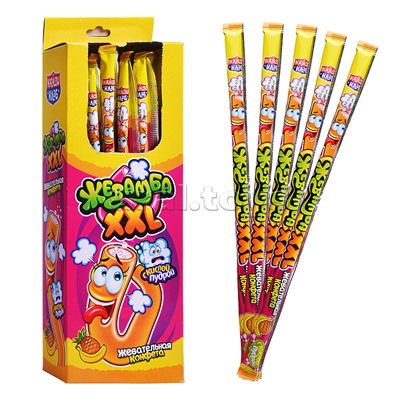 Жевательная конфета с кислой пудрой "Жевамба XXL" со вкусом тутти-фрутти 15г*30шт