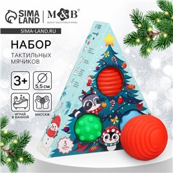 Подарочный новогодний набор развивающих тактильных мячиков Крошка Я «Чудеса рядом», 3 шт.