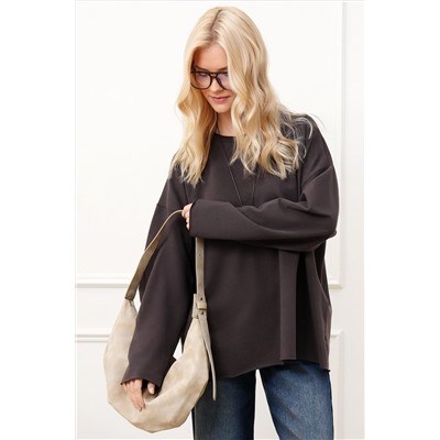 Женский лонгслив оверсайз из футера двухнитки Happyfox