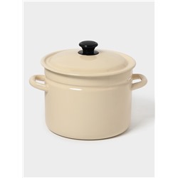 Кастрюля эмалированная, 6 л, d=23.5 см, с крышкой, без декора, цвет слоновой кости