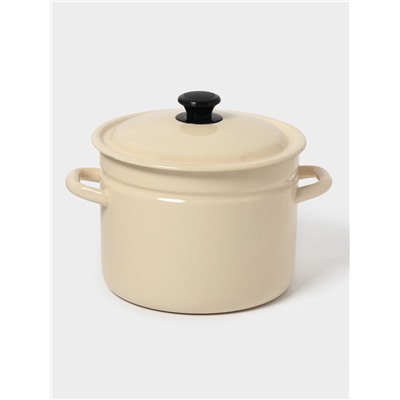 Кастрюля эмалированная, 6 л, d=23.5 см, с крышкой, цилиндрическая, цвет слоновой кости