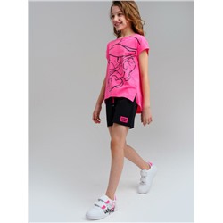 Комплект трикотажный для девочек: фуфайка (футболка), шорты