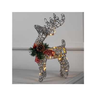 Светодиодная фигура «Олень серебристый» 25×30×10 см, металл, батарейки ААх3 (не в комплекте), свечение тёплое белое