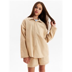 Комплект (рубашка и шорты) для девочки MINAKU, бежевый, рост 134 см