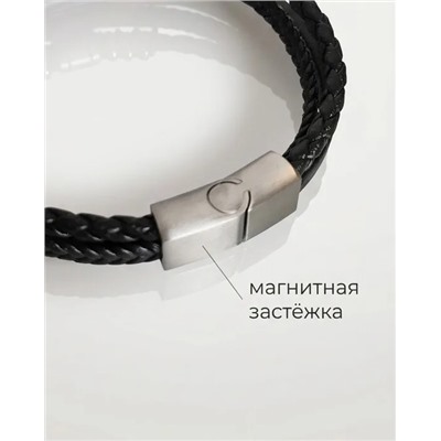 Браслет из стали на кожаном ремешке