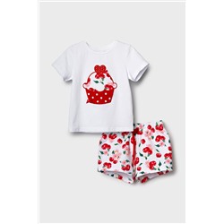 Комплект трикотажный для девочек: фуфайка (футболка), шорты PLAYTODAY, 1242844