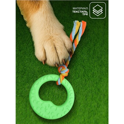 Игрушка жевательная с канатом «Гиря», зелёная