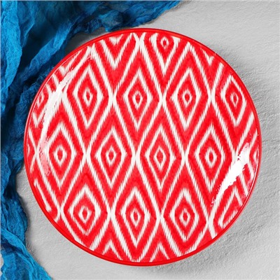 Набор чайный Шафран «Риштанская керамика», 9 предметов: чайник 800 мл, пиалы 6 шт. 300-500 мл, ляган, блюдце, разноцветный