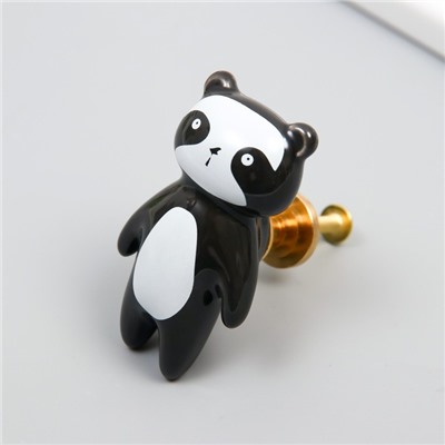 Ручка для шкатулки керамика, металл «Панда», 6.3×3.5 см