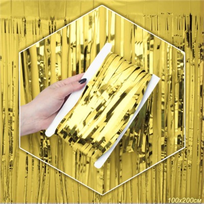 Дождь занавес 100x200 см золото / NGA-15 /уп 10/300/для фотозоны на клейкой ленте