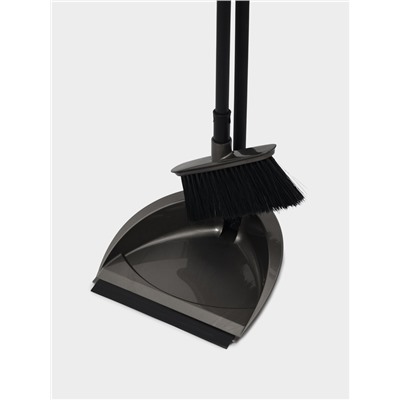 Щётка для пола с совком и кромкой Svip «Классика», пластик, 8×24×88 см, серый