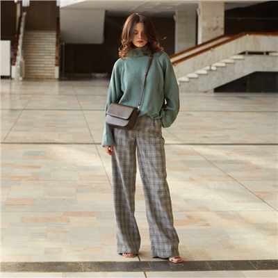 Брюки женские MINAKU: Classic, серые в клетку, размер 46