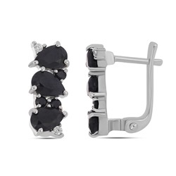 Серьги из серебра сапфир корунд, Идель