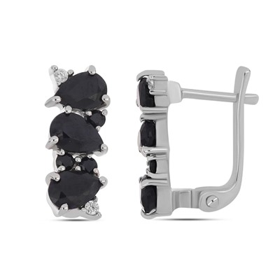 Серьги из серебра сапфир корунд, Идель