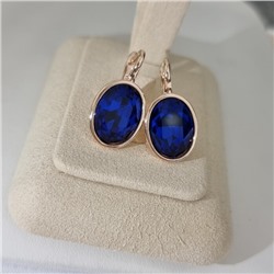 Серьги с кристаллом под Swarovski ювелирная бижутерия коллекция "Дубай" покрытие позолота, вставка: стекло, цвет: синий, арт.414.734