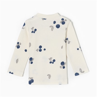 Футболка с длинным рукавом Крошка Я Blueberry, рост 62-68 см, молочная