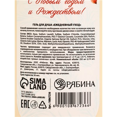 Подарочный набор «С Новым годом и Рождеством», гель для душа, шампунь и пена для ванны 3×250 мл, РЯБИНА