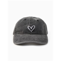 Кепка женская MINAKU «Сердце», размер 56-58, чёрная, вареный деним