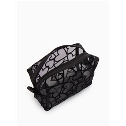 Косметичка квадратная Black beauty, с рисунком, на молнии, чёрная