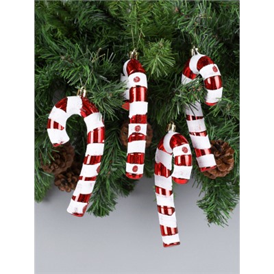 Новогоднее украшение Леденец трость 4 штуки 15 см / WF-190 /уп 192/