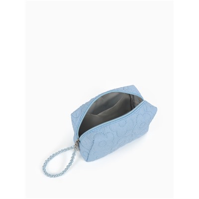 Косметичка женская «Цветочек», ручка из бусин, голубая