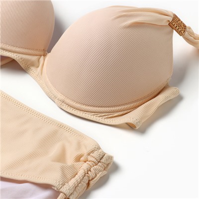 Купальник раздельный бельевой на завязках женский, цвет кремовый, размер 54