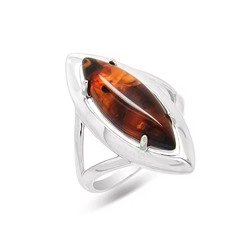 Кольцо из серебра янтарь, КП31
