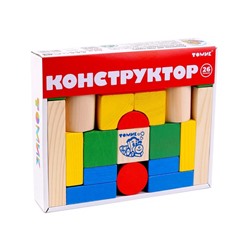 Конструктор деревянный «Цветной», 26 деталей