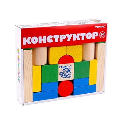 Конструктор деревянный «Цветной», 26 деталей