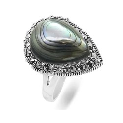 Кольцо из серебра марказит, перламутр, SL-AGA70с