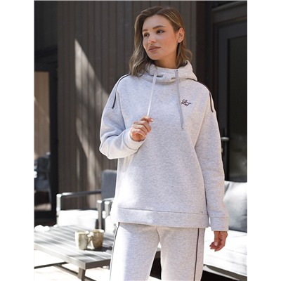 Худи среднего объема из эластичного футера трехнитики c начесом